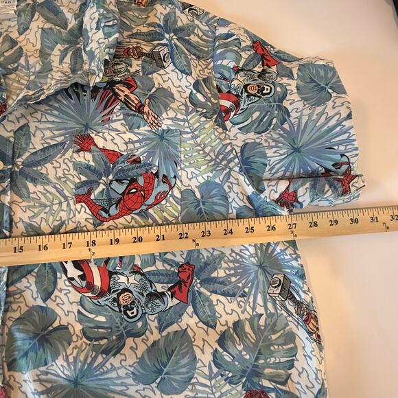Marvel Aloha Shirt XXL Spiderman Hulk Iron Man Captain America Tropic - Picture 7 of 10